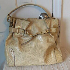 abro Dark Ivory/Light Tan Croco Leather Bag
